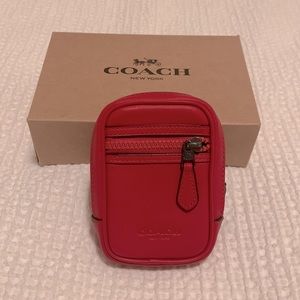 Coach Red Leather North/South Hybrid Pouch